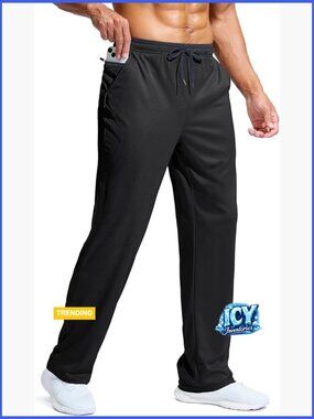 Lightweight Mesh Sweatpants Loose Fit Open Bottom Athletic Gym Pants